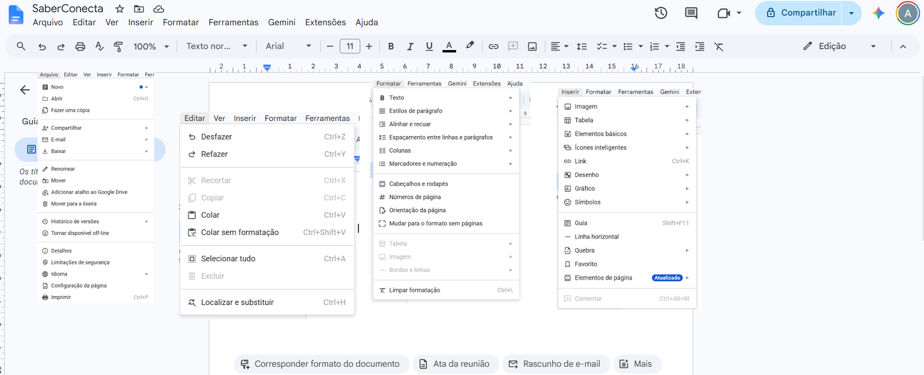 Interface do Google Drive